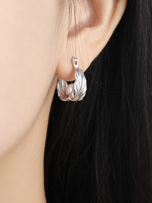 Naušnice biser u košarici/E17