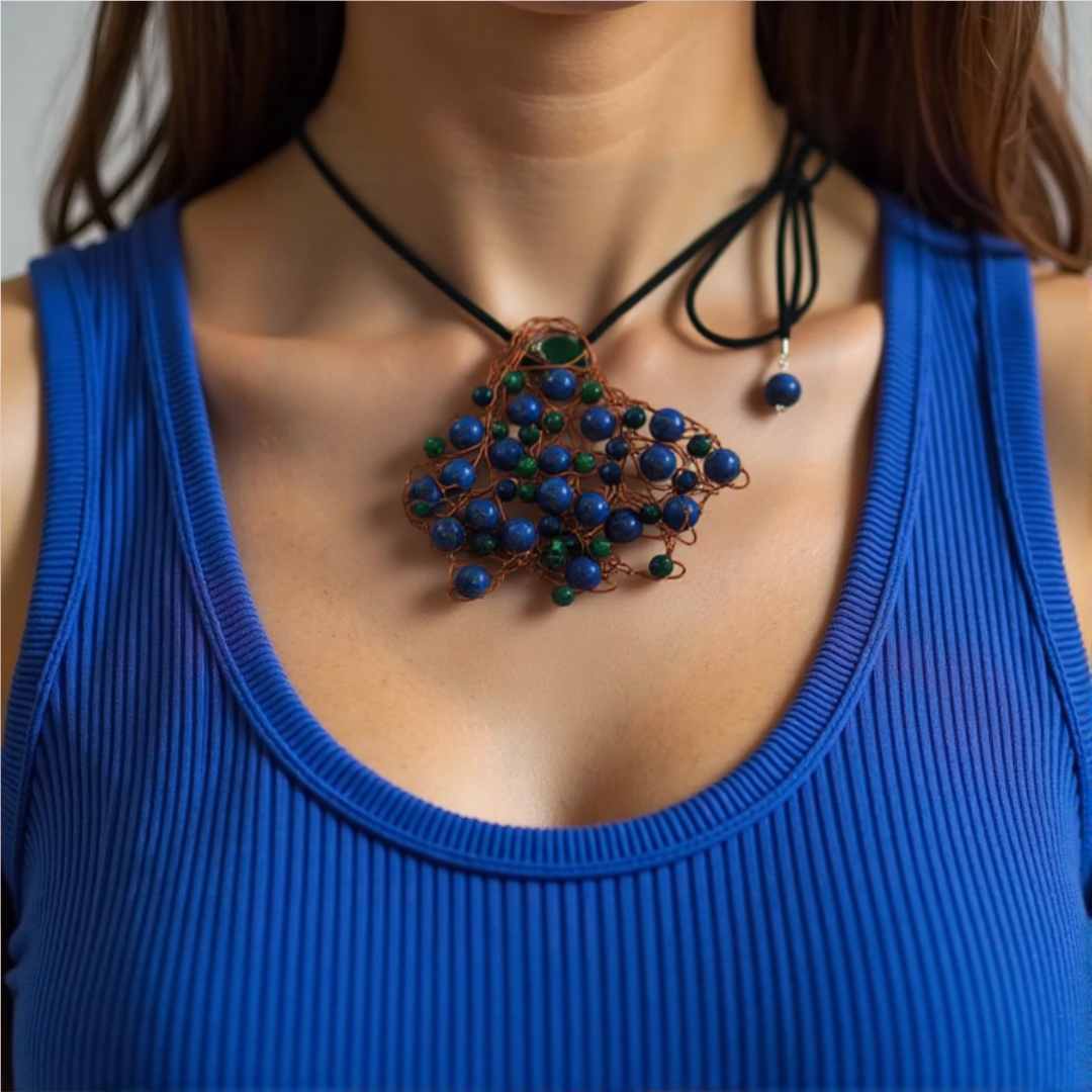 Unikatni nakit/Ogrlica paunov rep/UN12