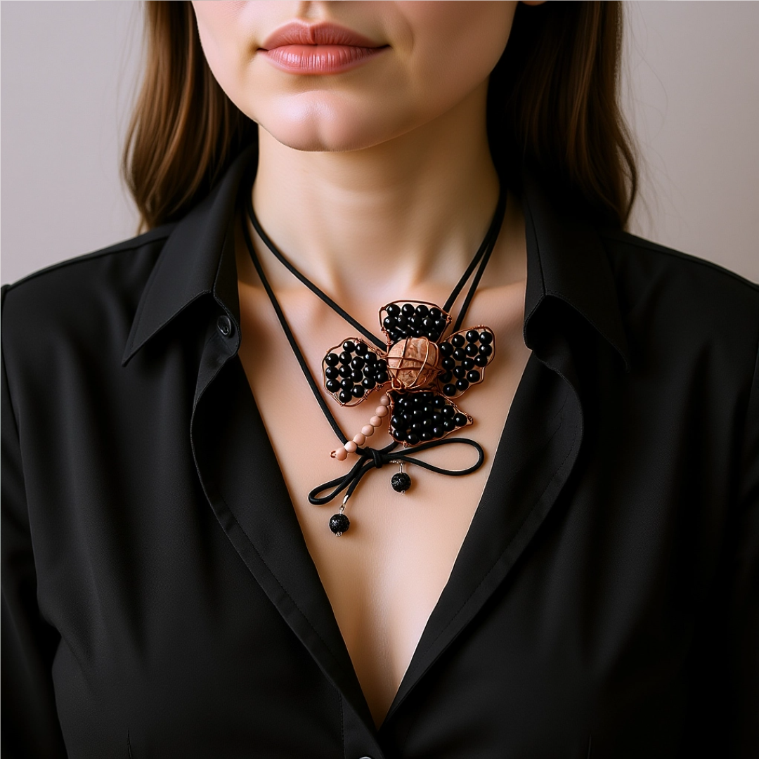 Unikatni nakit/Ogrlica crni cvijet/UN10